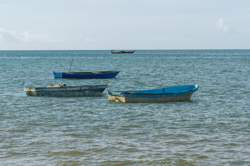 Fishing boats off the coast of Dar es Salaam in Tanzania